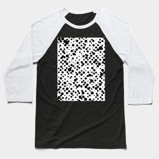 Black, chaotic dots, circles on white background Baseball T-Shirt